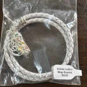 Autism Leather Wrap Bracelet - White